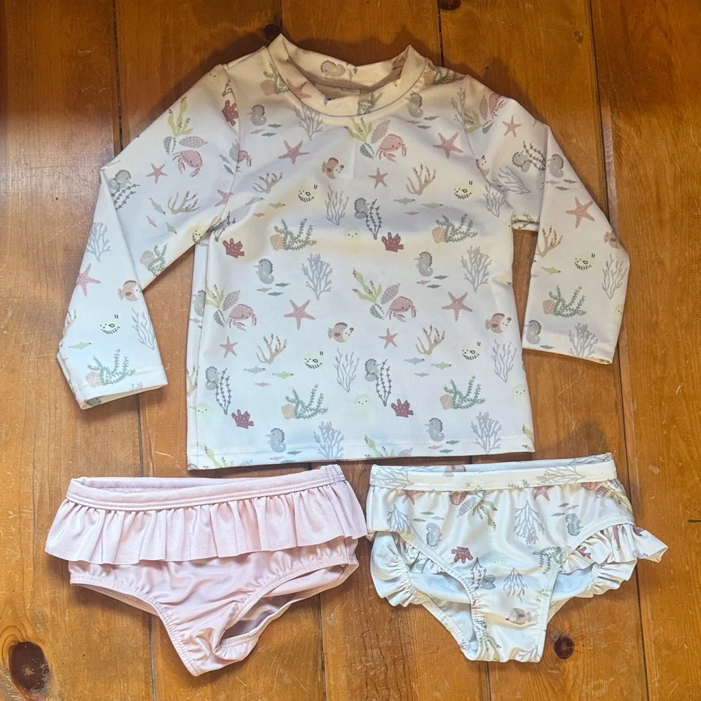 H&M Kids Swim Rashguard Set - Cream and Pink - Picture 1 of 4
